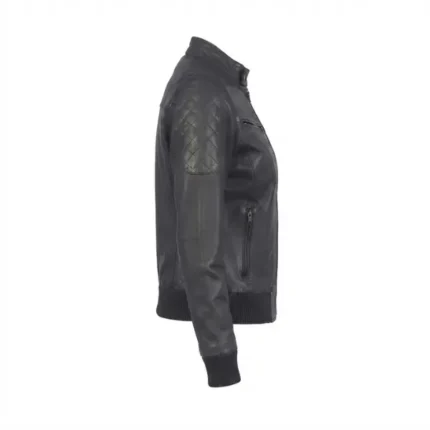 zuri black bomber leather jacket