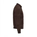 zuri brown leather suede bomber jacket