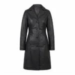 Dani Black Single Breasted Leather Coat